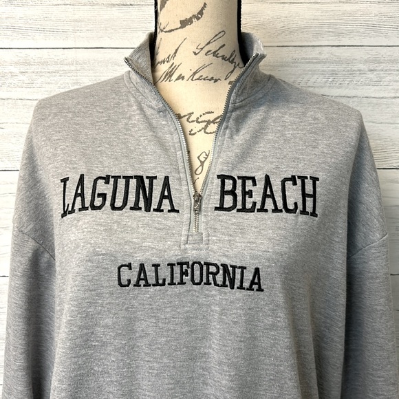 NWOT SHEIN EZWear Embroidery Half Zip Drop Shoulder Sweatshirt - Picture 6 of 9